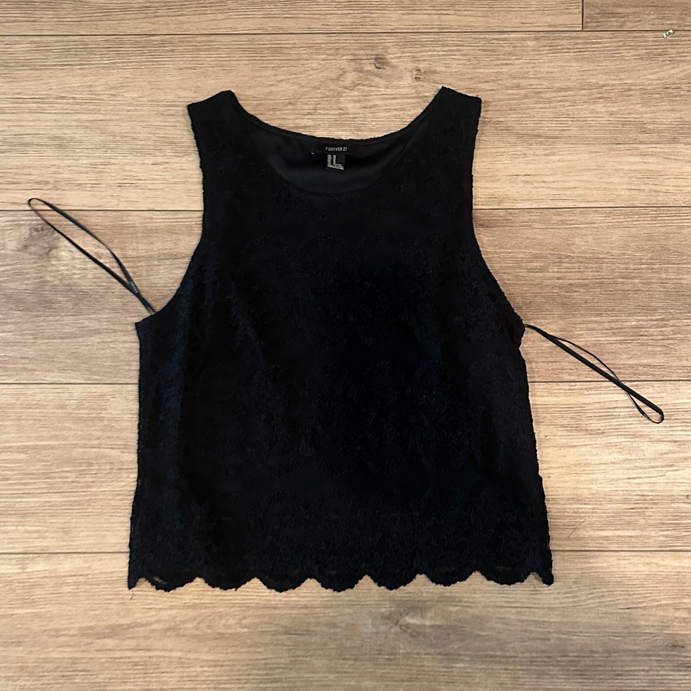 Forever 21 Black Lace Cropped Tank